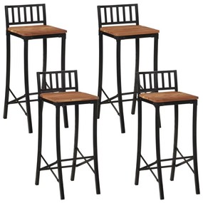 Sedie Da Bar 4 Pz İn Legno Massello Di Acacia /