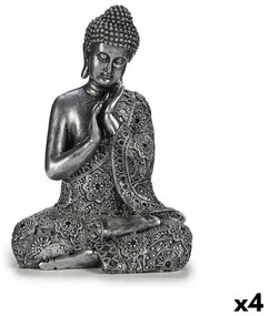 Statua Decorativa Buddha Seduto Argentato 22 x 33 x 18 cm (4 Unità)