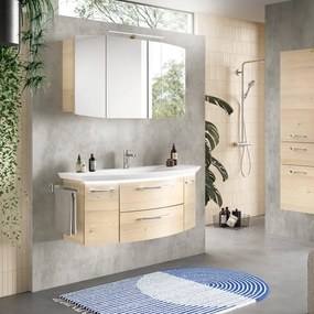 Mobile da bagno sospeso Cassca di Pelipla L 119 x H 49.2 x P 46.2 cm pino polar, 2 ante, 2 cassetti con illuminazione LED esterna, attivabile con sensore di movimento