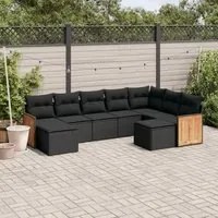 Set Divani da Giardino 9 pz con Cuscini Nero in Polyrattan 3260620