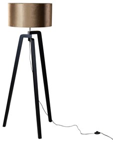 Lampada da Terra Nera con Paralume in Velluto Bronzo 50cm - Puros