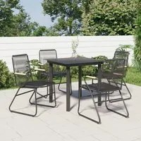 Set da Pranzo da Giardino 5 pz Nero in Rattan PVC 3060274