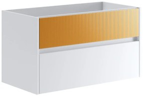 Mobile da bagno sotto lavabo Niwa bianco laccato opaco L 89.5 x H 50 x P 45.5 cm 2 cassetti, lavabo non incluso