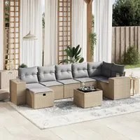 Set Divano da Giardino 8 pz con Cuscini Beige Misto Polyrattan 3264465