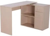 Scrivania da Ufficio Angolare con 2 Ripiani e 2 Cassetti Legno Rovere 117x82x74 cm