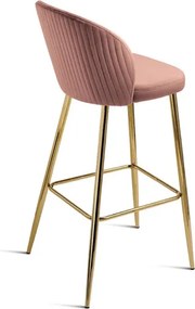 Sgabello in velluto Cipria con struttura in metallo Oro MEGAN 2 pezzi