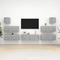 Set Porta TV 7 pz Grigio Cemento in Truciolato cod mxl 69263