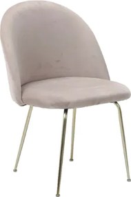 Sedia poltroncina in velluto Tortora con gambe in metallo Oro - PARIS 2 sedie
