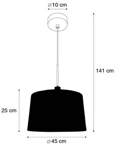 Lampada a sospensione moderna nera con paralume 45 cm bianco - Combi 1