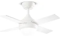 Ventilatore Metallo Bianco Opaco Led 18W 4 Pale Legno Bianco Noce Chiaro Crux