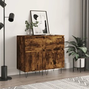 Credenze 2 Pz Rovere Fumo 40x35x70 Cm İn Legno Multistrato /