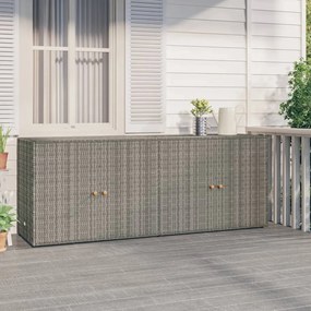 Mobile Portaoggetti Da Giardino Grigio 198x55,5x80cm Polyrattan /