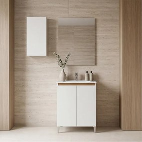 Mobile bagno con lavabo Revital L60 x H86 x P46 cm, due ante bianco frassinato