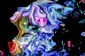 Carta da parati – Silhouette colorata del volto femminile