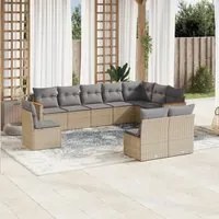 Set Divano da Giardino 10 pz con Cuscini Beige in Polyrattancod mxl 92195