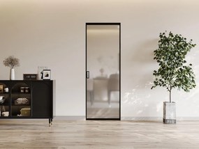 Porta scorrevole con sistema a incasso H205 x L83 cm  Alluminio e Vetro temperato smerigliato - LINCI II