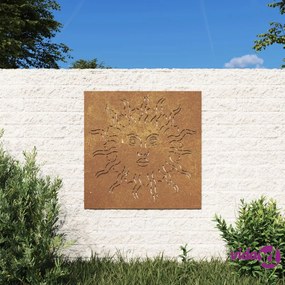 vidaXL Decorazione Muro da Giardino 55x55 cm Sole in Acciaio Corten