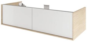 Mobile da bagno sospeso sotto lavabo L 120 x H 32 x P 48 cm bianco e rovere laccato lucido, 2 cassetti SENSEA Neo Frame