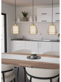 Lampadario Glamour Ciudadela oro paralume bianco e ottone 3x E27 EGLO