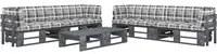 Set Divani in Pallet con Cuscini 6 pz in Pino Impregnato Grigio 3066998