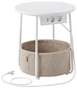 Tavolino con prese elettriche integrate e porte USB NOIRA beige/bianco