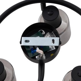 Plafoniera Moderna Nera con Vetro Fumé a Spirale 3 Luci - Cilin