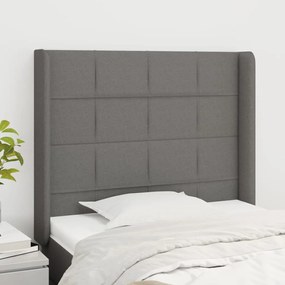 Testiera Ad Orecchio Grigio Scuro 93x16x118/128 Cm İn Tessuto /
