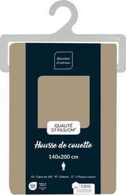 Biancheria in cotone marrone chiaro per letto singolo 140x200 cm Lina - douceur d'intérieur