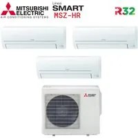 Climatizzatore Condizionatore Trial Split Mitsubishi Electric serie SMART MSZ HR 9000+9000+12000 con MXZ-3HA50VF Wi-Fi Optional 9+9+12 - NOVITA' Gas R-32