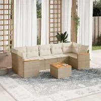 Set Divano da Giardino 8 pz con Cuscini Beige in Polyrattan 3258215