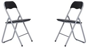 Sedia in metallo pieghevole seduta ecopelle NERO SET 2 PEZZI