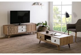 Cassettiera TV bianca e marrone Java - Marckeric