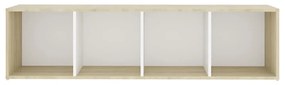 Mobile tv bianco e rovere sonoma 142,5x35x36,5 cm multistrato