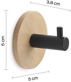 Gedy - Gancio per asciugamani autoadesivo HIMALAYA nero/bambù