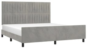 Giroletto con testiera grigio chiaro 180x200 cm in velluto