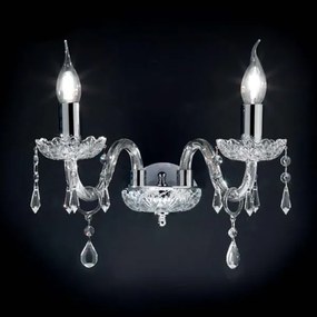 Lampadario applique 35 cm in cristallo DALLAS a 2 luci CROMO