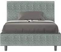 Letto una piazza e mezza con rete imbottito 120x210 tessuto Aragona 7 azzurro Adele