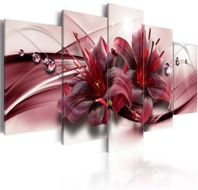 Quadro  Pink Lily  Colore rosso bordeaux, Dimensioni e Misure 100x50