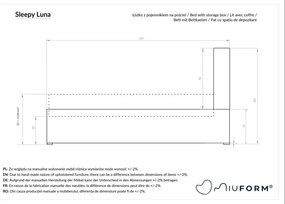 Letto singolo imbottito beige con spazio contenitivo e rete 90x200 cm Sleepy Luna - Miuform