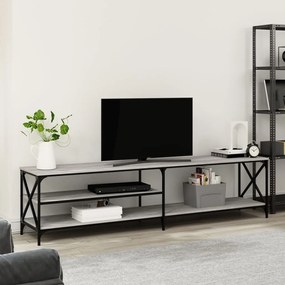 Mobile tv grigio sonoma 200x40x50cm legno multistrato e metallo