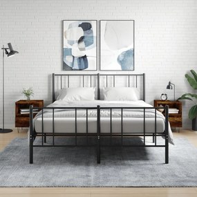 Comodini 2pz Rovere Fumo 40x35x50 Cm İn Legno Multistrato /