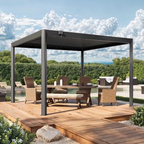 PRIMEYARD Pergola 3,5x3,5m, tetto lamellare, antracite - (GFPV01121)