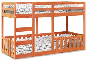 Letto A Castello Marrone Cera 75x190 Cm İn Legno Di Pino /