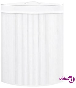 vidaXL Cesto Portabiancheria Angolare in Bambù Bianco 60 L