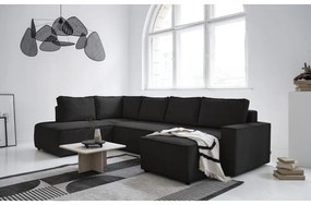 Divano letto angolare in velluto a coste color antracite Brave Dave - Miuform