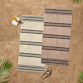 Telo mare beige 75x150 cm Banded Stripe - Catherine Lansfield
