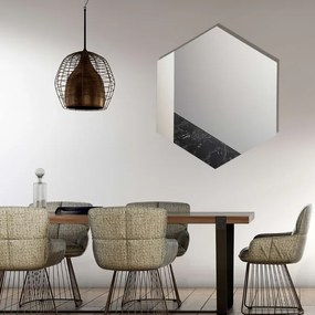Specchio 70x80 cm decori foglia argento e marmo laminato nero - CHARLIE
