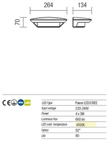Redo 9407 - Applique a LED da esterno PLATE 4xLED/3W/230V 4100K IP54 antrac