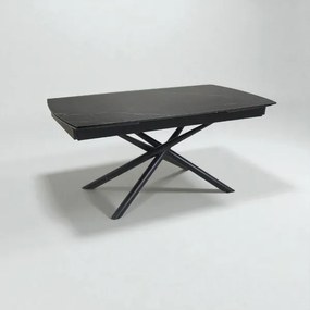 Tavolo allungabile 140-200x90 cm top marmo e gambe nere - VERAL