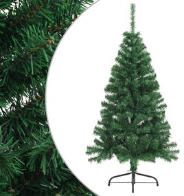 Albero di Natale Artificiale Metà con Supporto Verde in PVC, 120 cm